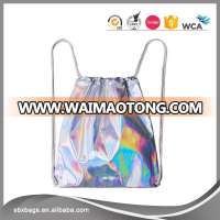 Silver Laser Casual Drawstring Bag Wholesale Rope Backpack